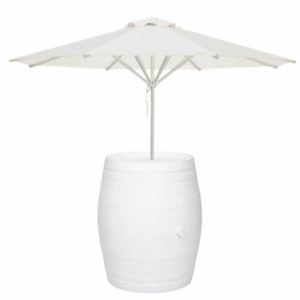 White Wine Barrel and White Umbrella
