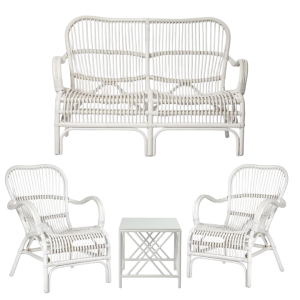 Rattan Lounge Set in White