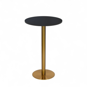Bar table with gold base and round black table top